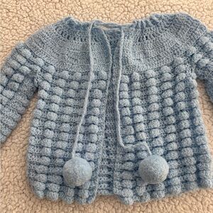 Adorable Handmade Infant Sweater. See Photos For Measurements. Baby Blue.